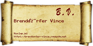 Brendörfer Vince névjegykártya
